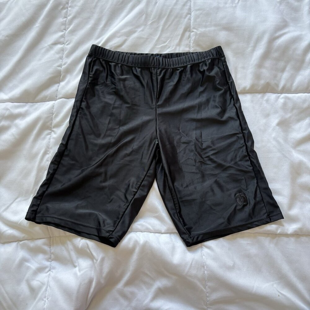 Hang Ten Womens Medium Hybrid Long Swim Shorts Black Beach